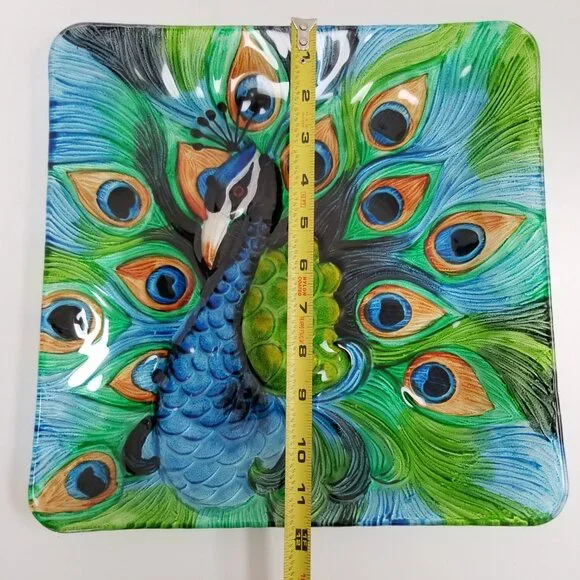 🆕️Giftcraft Glass Peacock 11.75" Plate